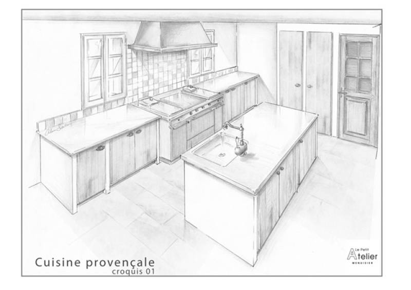 Croquis cuisine sur mesure Sainte Maxime